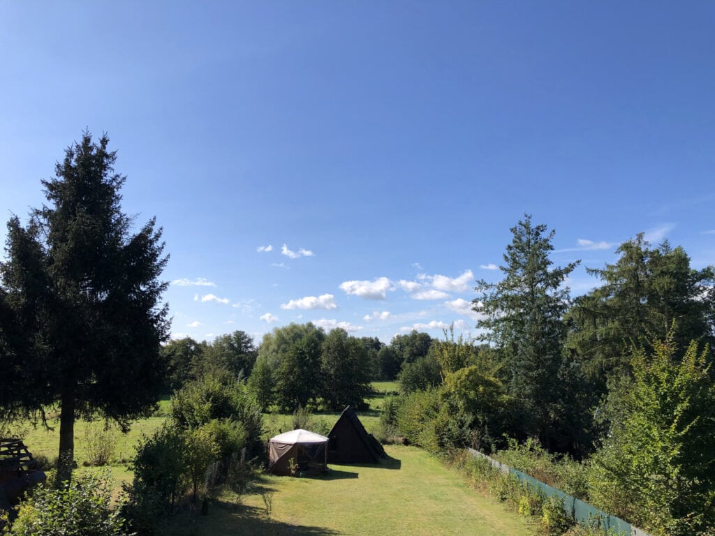 Ausblich vom Balkon auf den Hintergarten