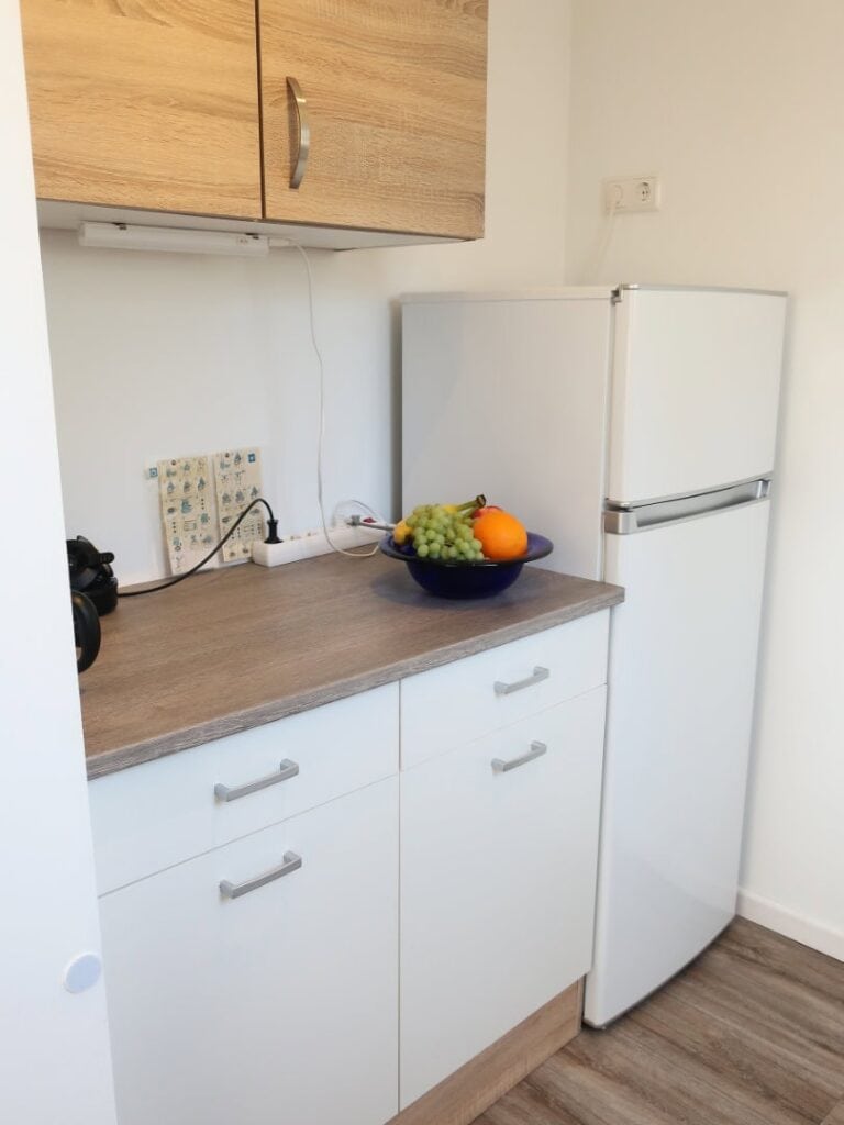 Küche mit Kühl- und Gefrierschrank